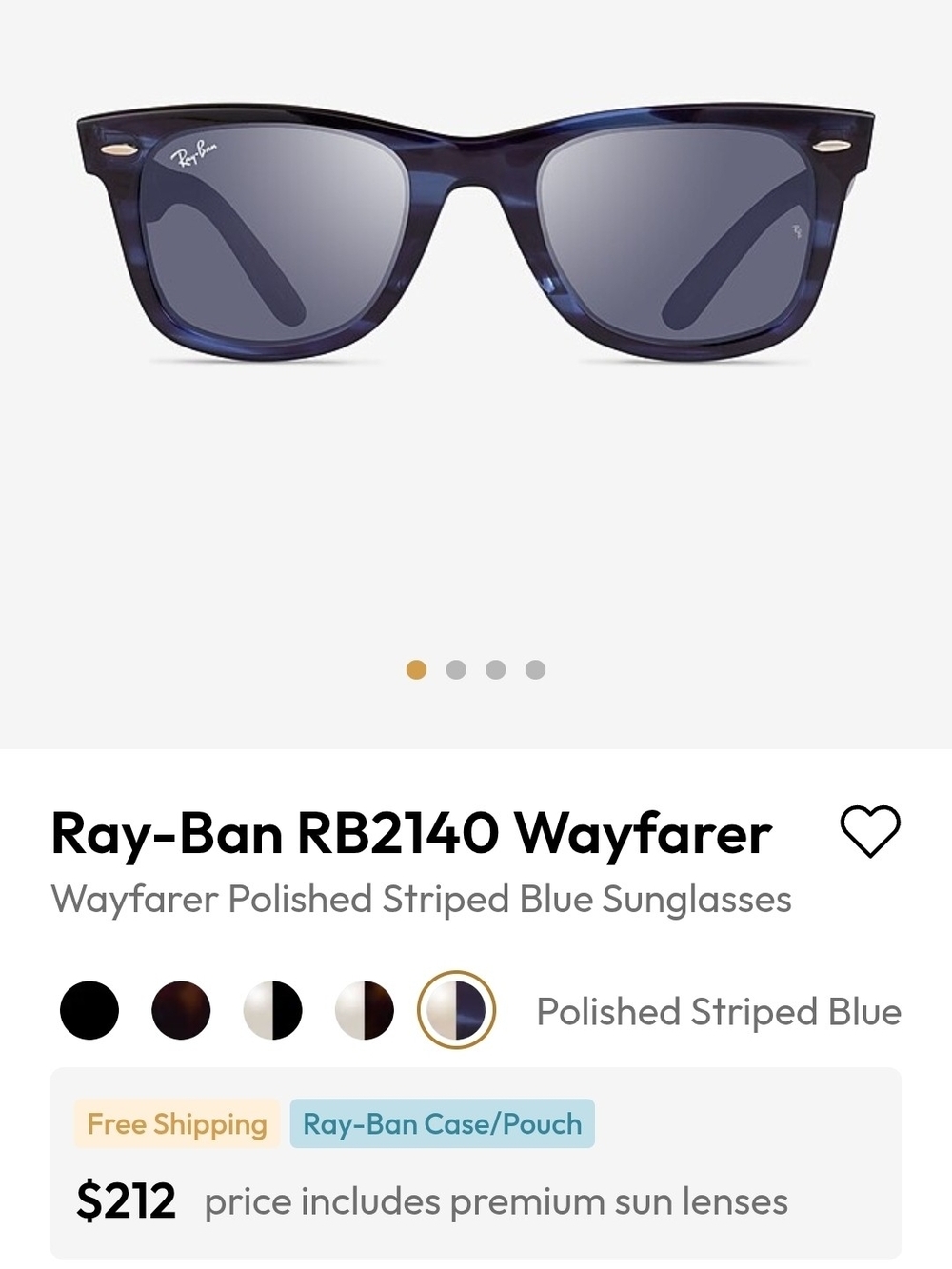 Ray-Ban RB2140 Wayfarer Sunglasses in Polished Striped Blue